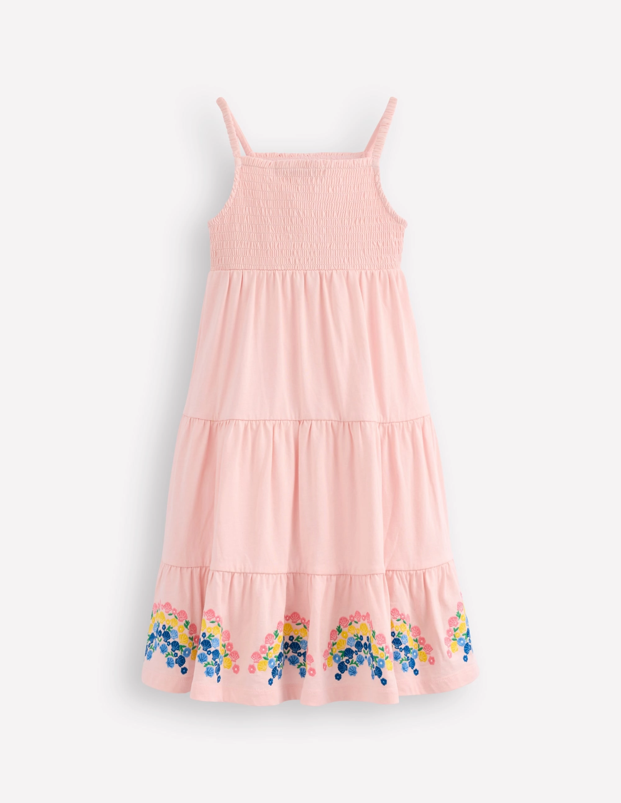 Enza Broderie Hem Jersey Dress-Chalk Pink Rainbows Style Moment Bright Feel
