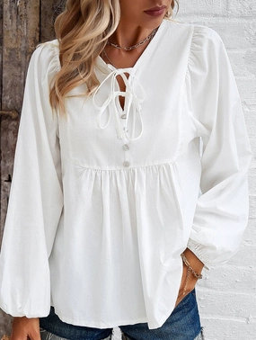 Trendy Shirt COTTON WICKING V COLLAR BLOUSE_CWTBLL0779