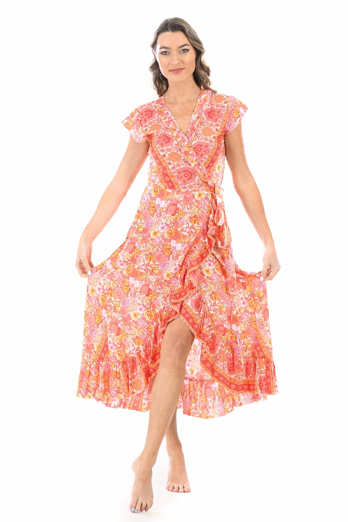 Stylish Choice Trendy pick Voyager Dress / Tangerine Floral