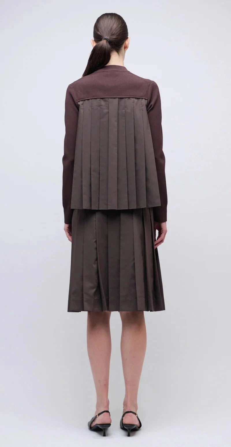 Elanore Pleated Top Chocolate CrossBackDesign WrinkleFree Fabric