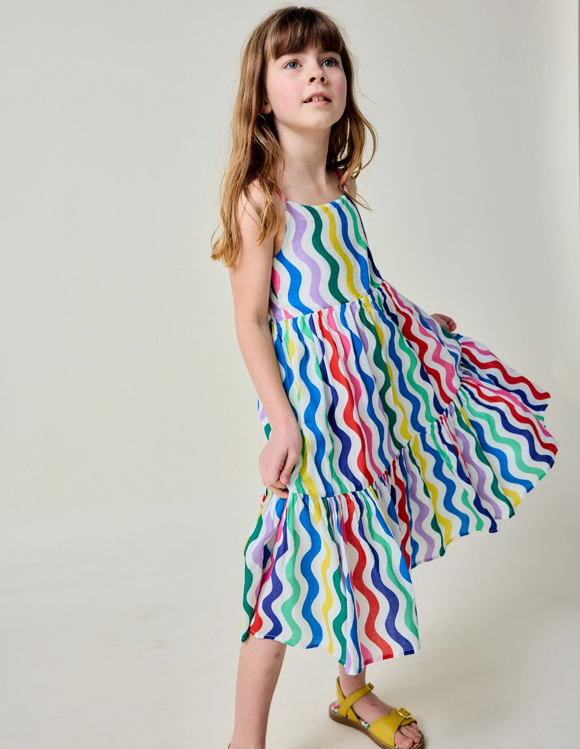 Cozy Energy Aurelia Tiered Twirly Dress-Multi Wave