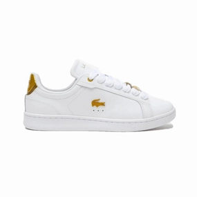 Quick Pack LACOSTE 7-45SFA0055216 CARNABY PRO 123 WMN'S (Medium) White/Gold Leather & Synthetic Lifestyle Shoes