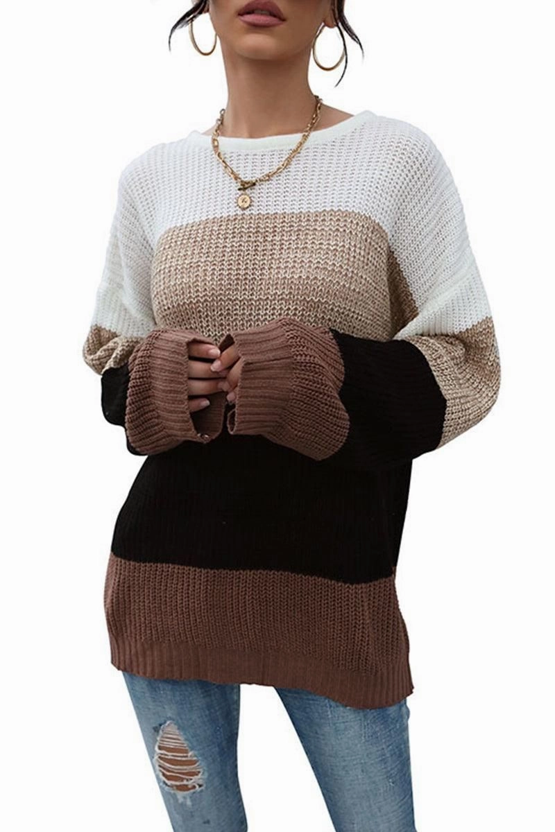 LOOSE FIT COLOR BLOCK KNITTED SWEATER Temperature Regulating Fabric AthleticInspired