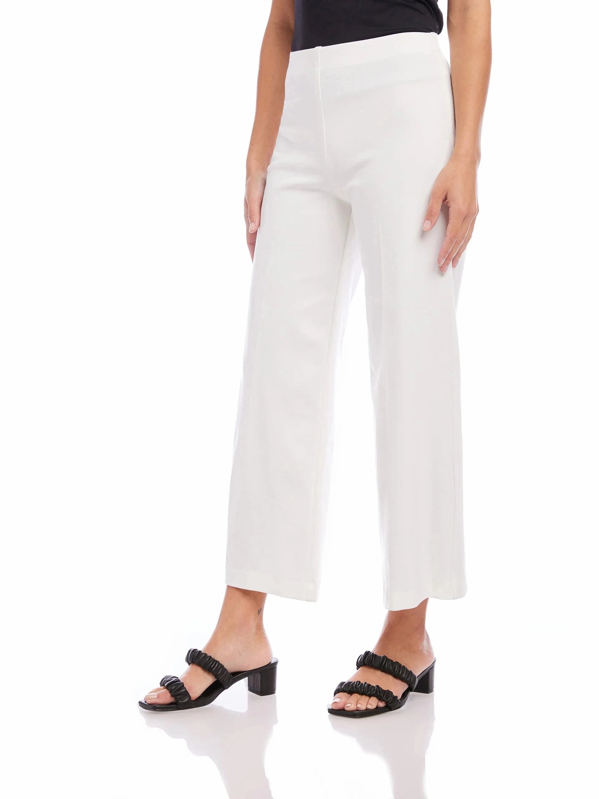 Wide Leg Cropped Pants Off White FunctionalZipper Perfectly Fit