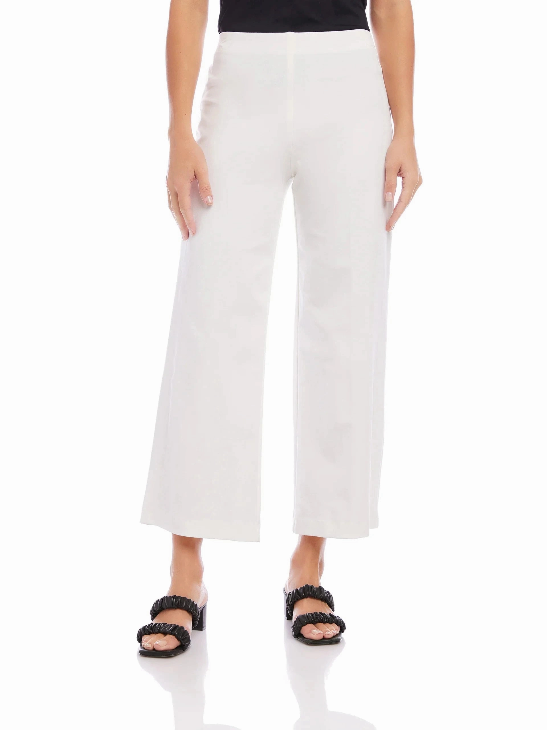 Long Wear breath easy Wide Leg Cropped Pants Off White