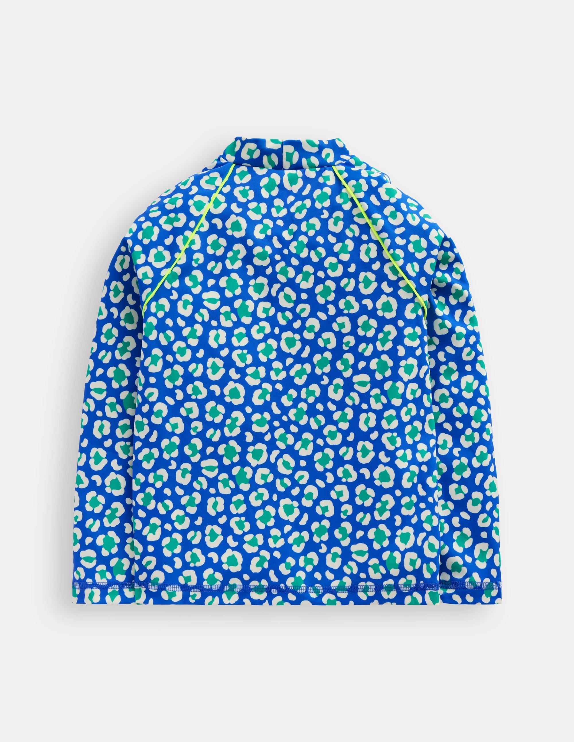 Sun Safe Patterned Rash Vest-Aquamarine Leopard Glossy Finish Torsion Control Panels