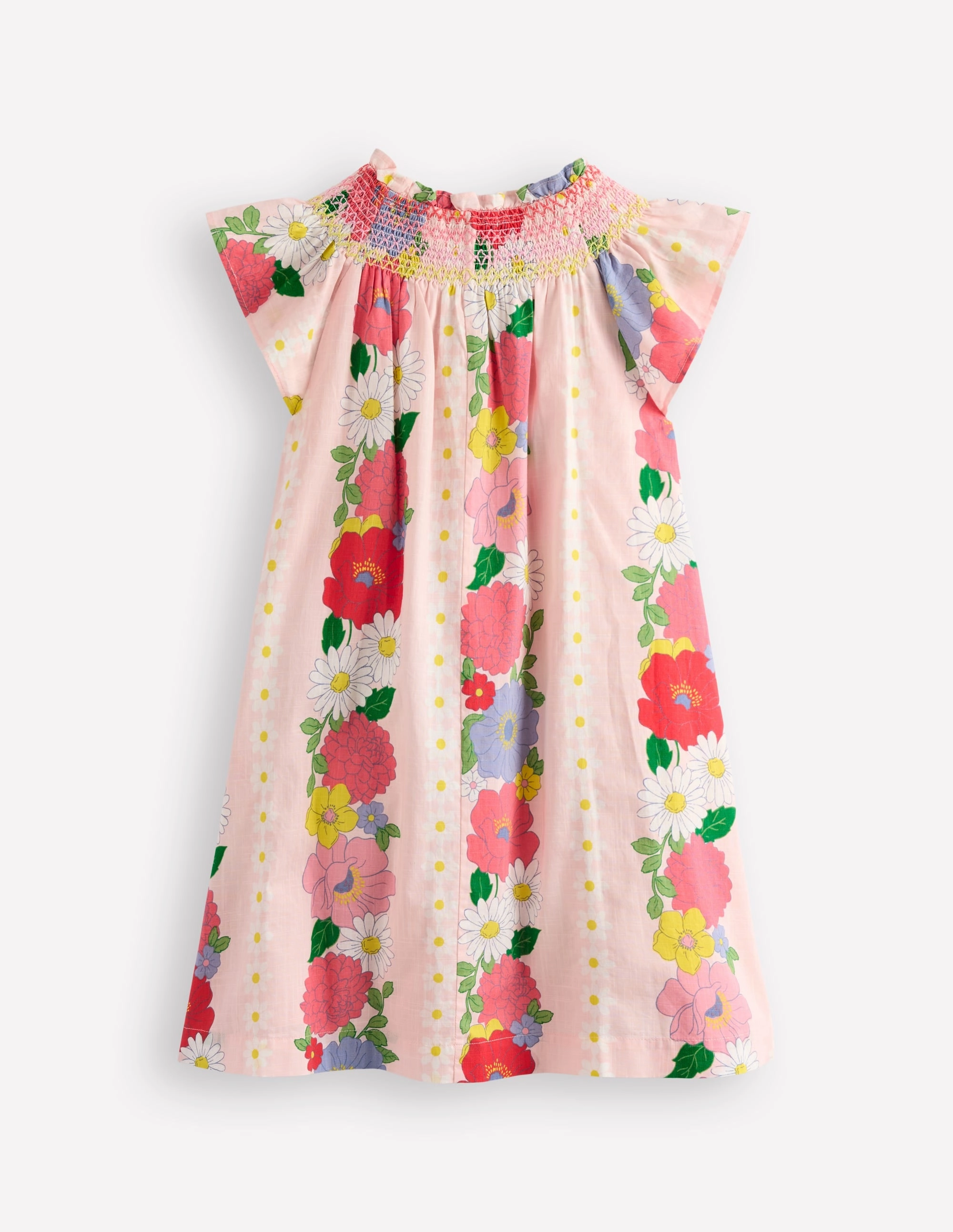 Organic-Fabric Holiday Smocked Dress-Chalk Pink Flower