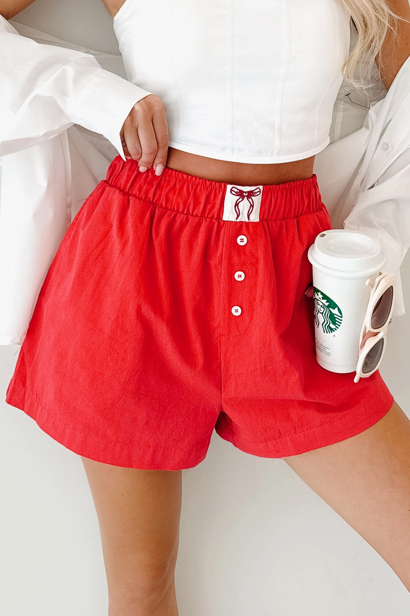 Workout-ready Flirt Mode On Ribbon Boxer Shorts (Red)