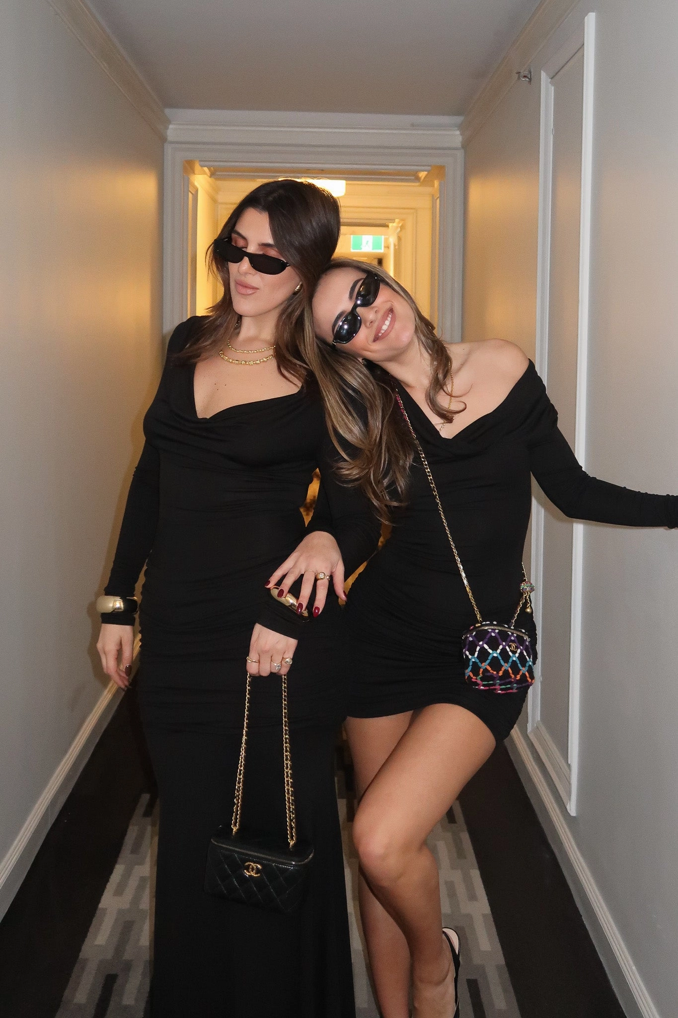 High Neck Chic Fit Hunter Long Sleeve Mini Dress Black