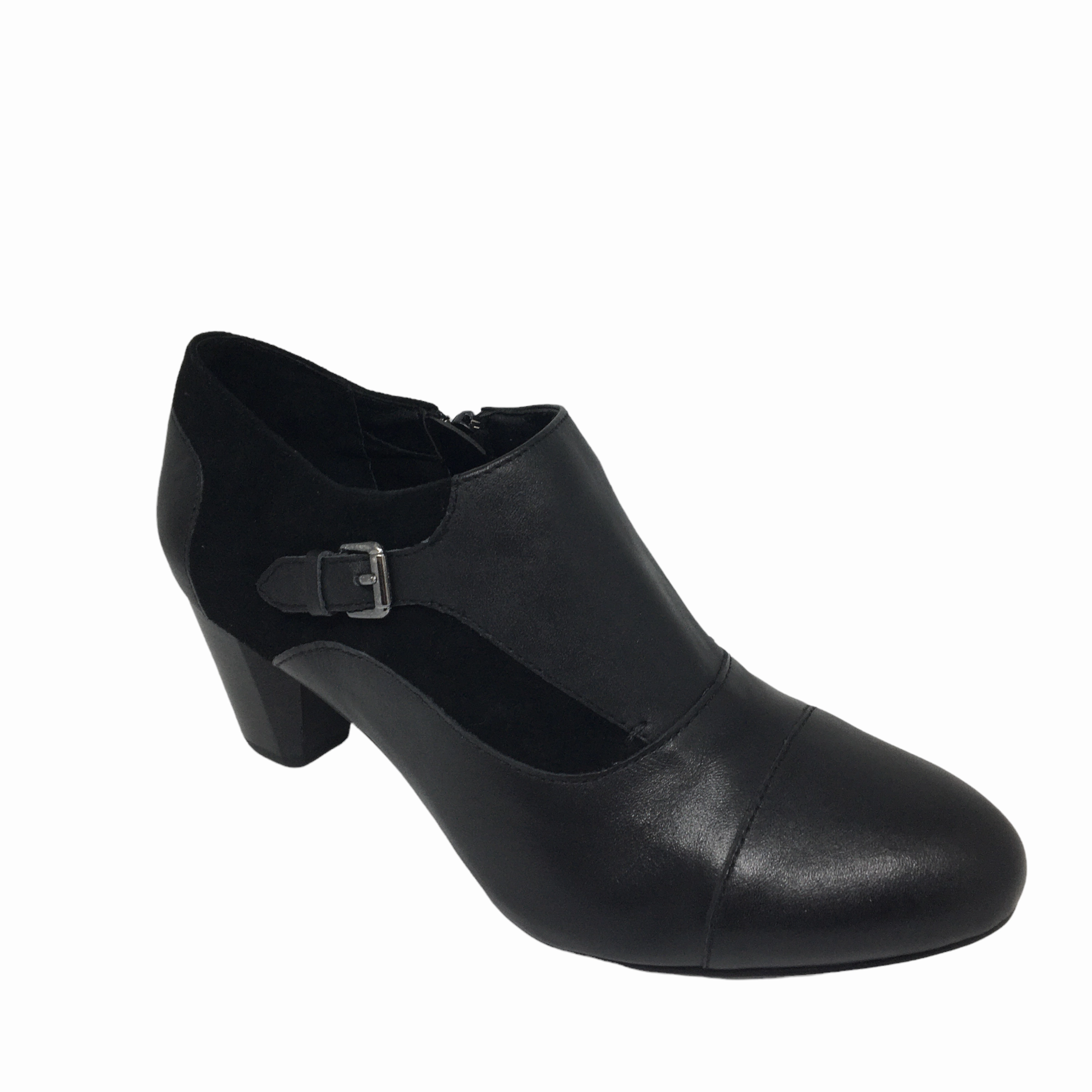 Hush Puppy Bonnie Black Leather and Suede Reinforced Form Work Commute