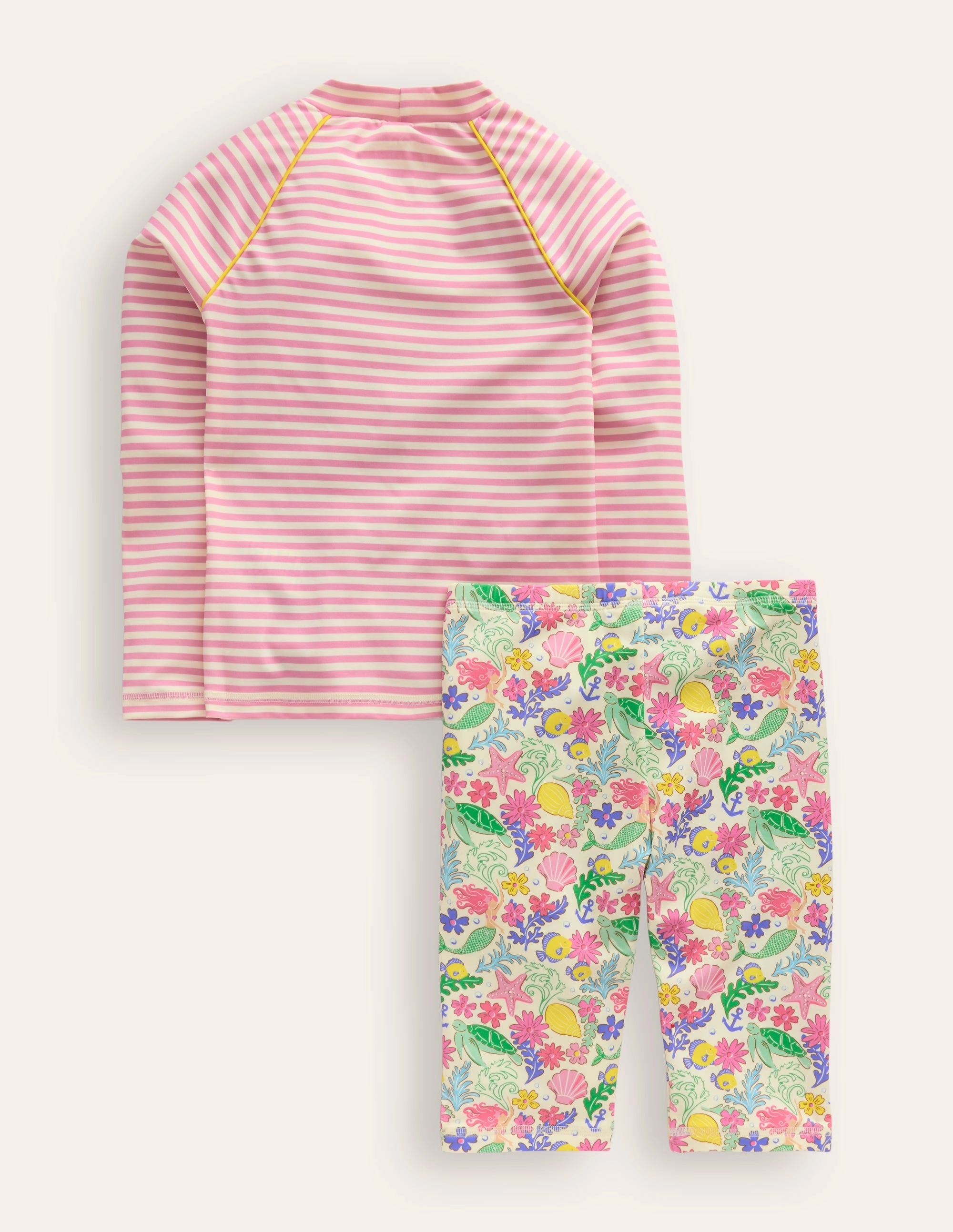 high waisted Sun Safe Rash Vest Set-Multi Mermaid Ditsy