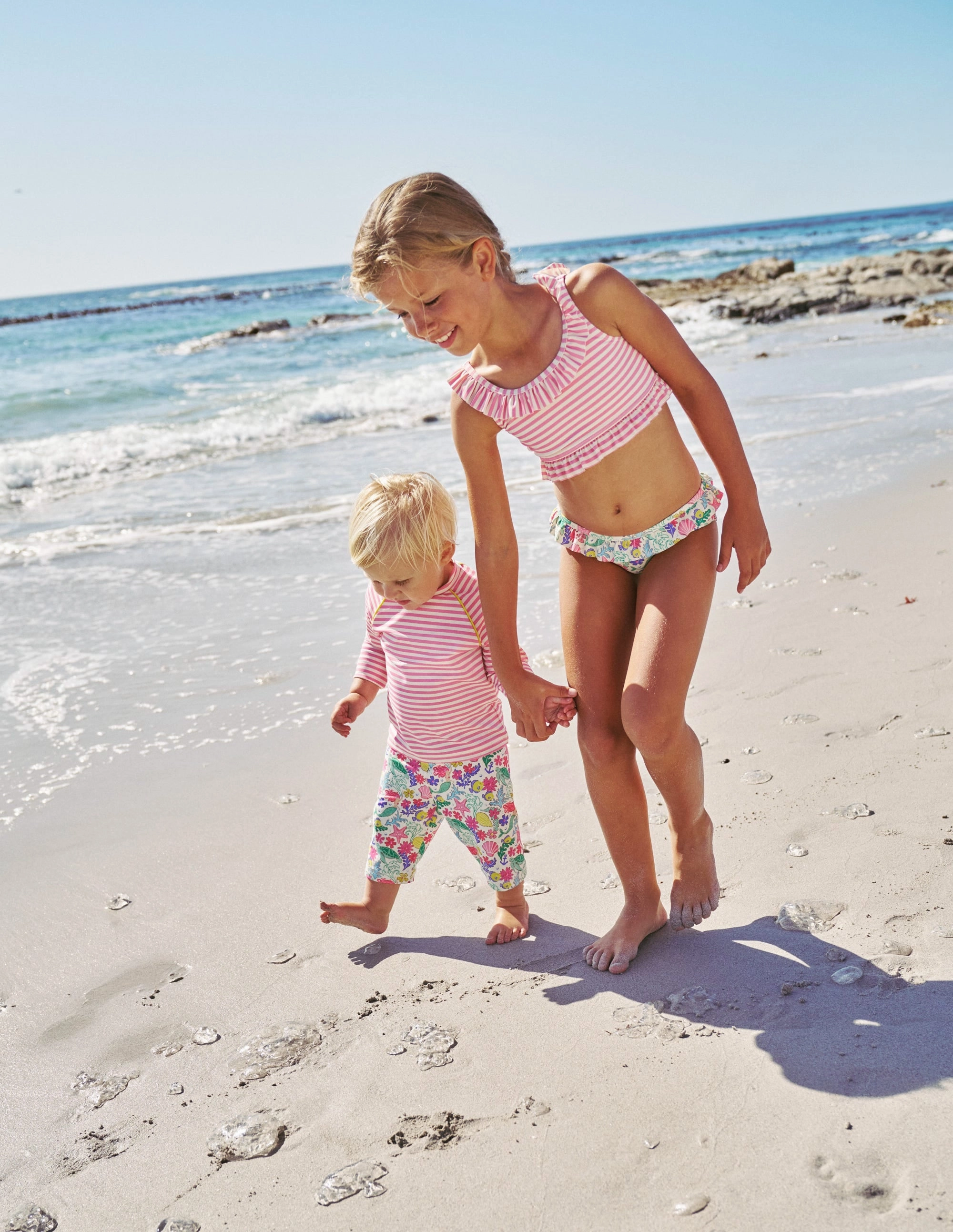 Casual Style Sun Safe Rash Vest Set-Multi Mermaid Ditsy