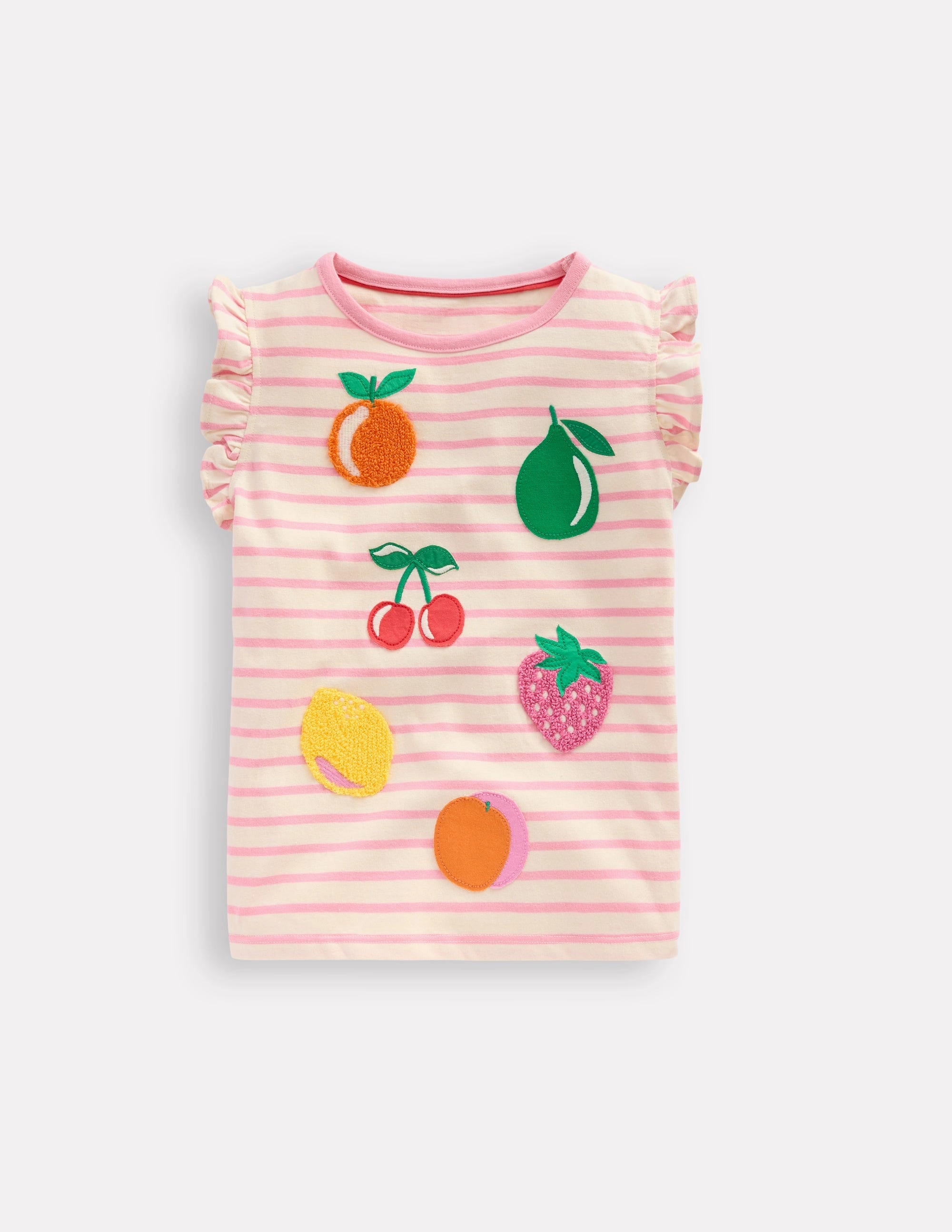 LightweightMaterial Everyday Fashion Flutter Short Sleeve T-shirt-Bubblegum Pink Fruits