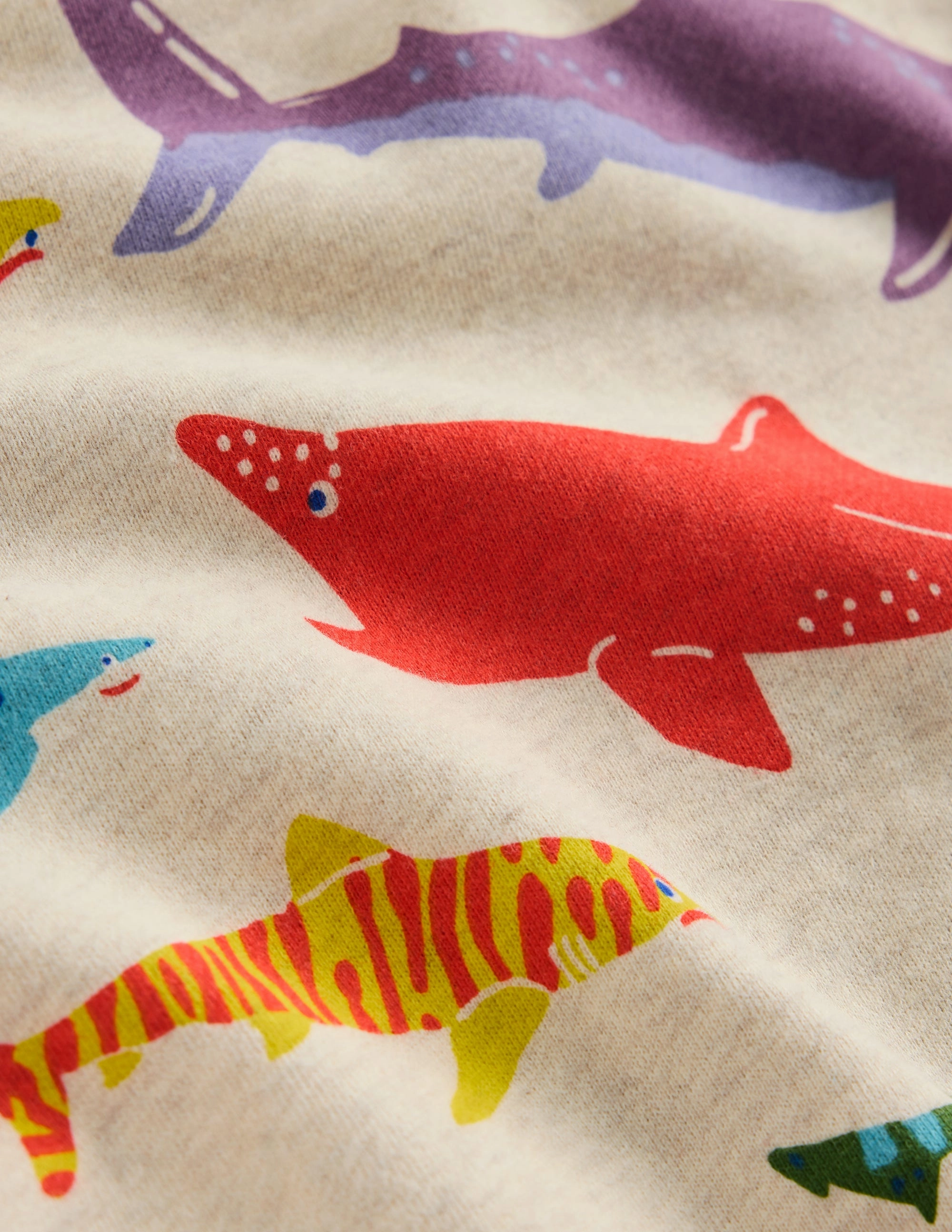 Printed Sweatshirt-Riso Shark Stretch Woven Material Tunic top