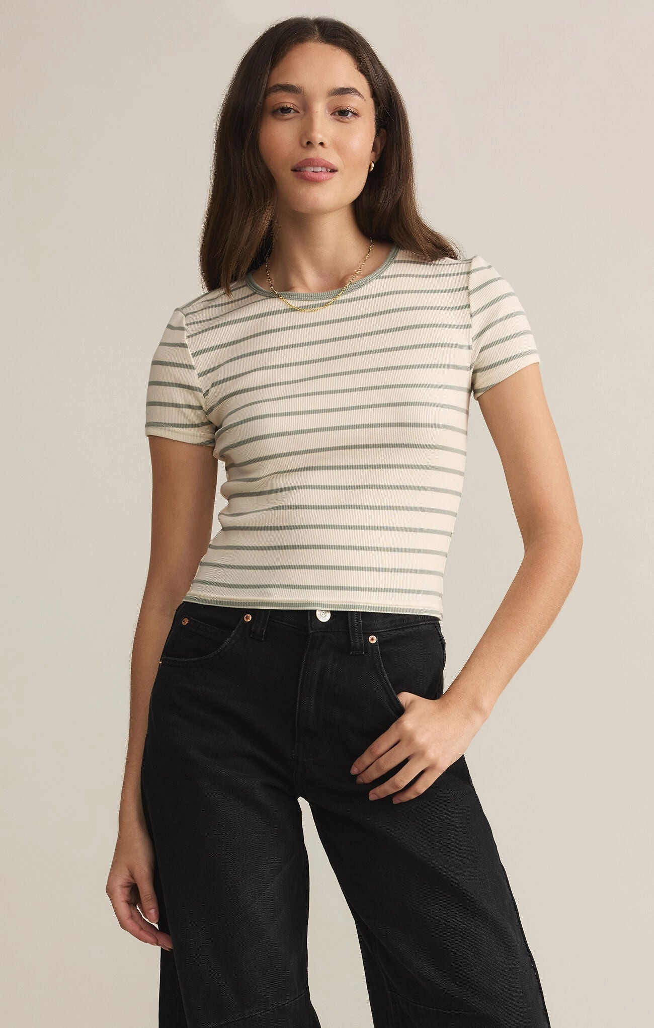 SAXTON STRIPED TEE All-Purpose Reinforced Hems