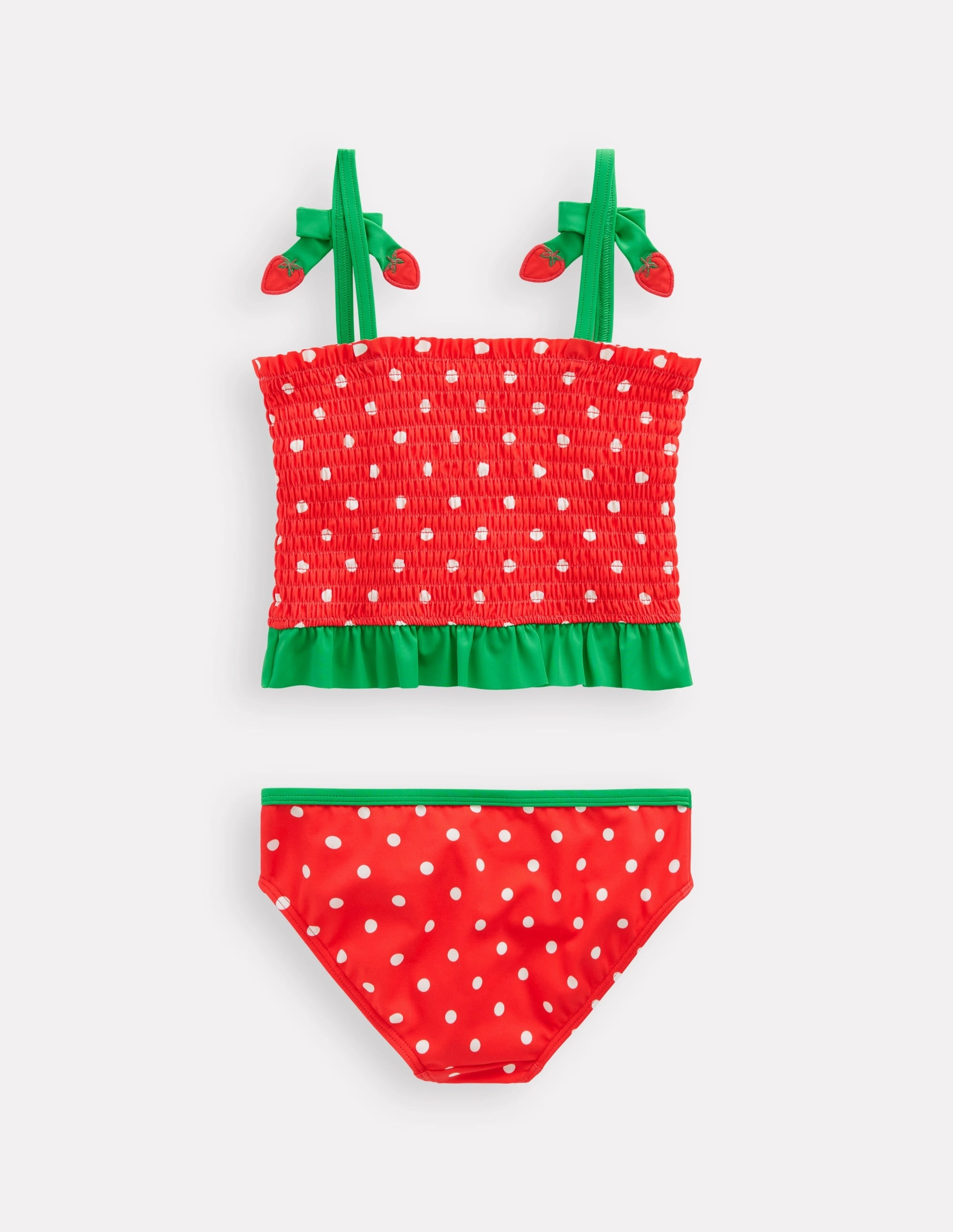 Smocked Tankini Set-Jam Red Strawberry Performance Fabric