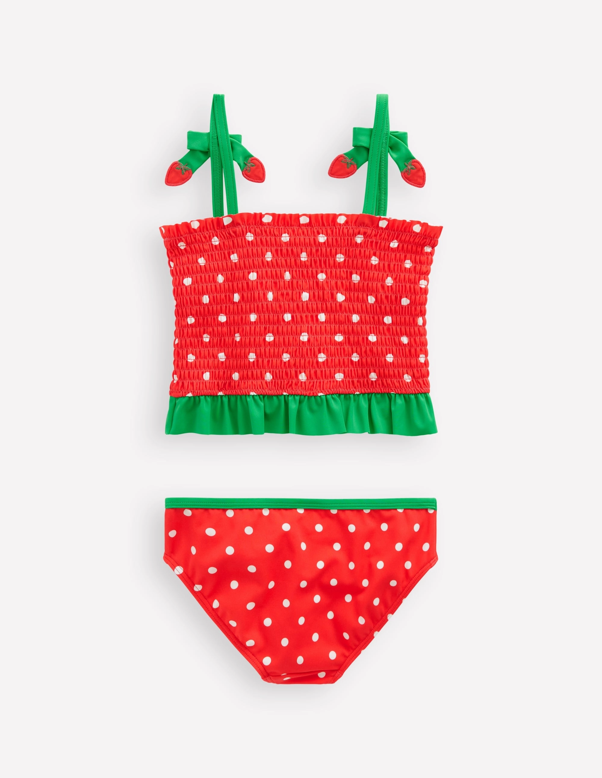 Smocked Tankini Set-Jam Red Strawberry Fashionable Look Shatterproof Buckle