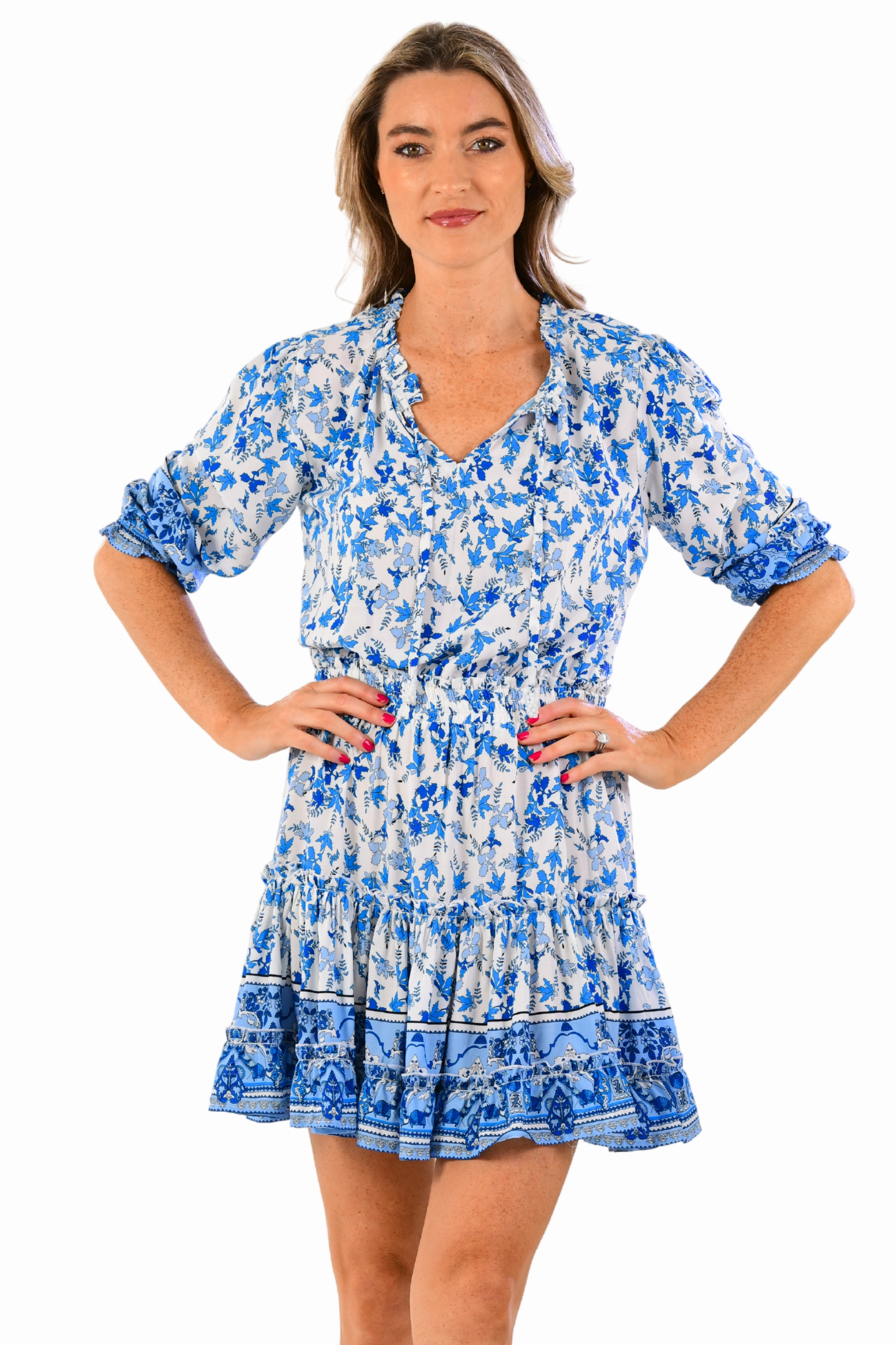 Ibiza Dress / Cobalt Floral All Purpose Sheer Layer