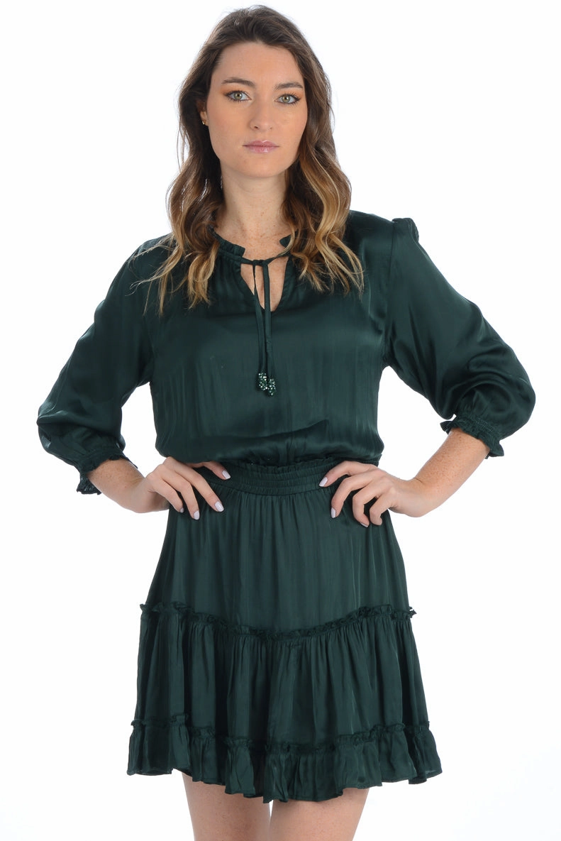 Lace Ease Date Ready Ibiza Dress / Emerald Silk