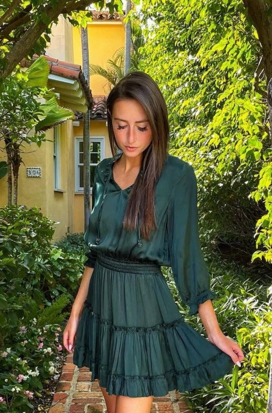 Ibiza Dress / Emerald Silk Lightweight-Lining Vibe Style