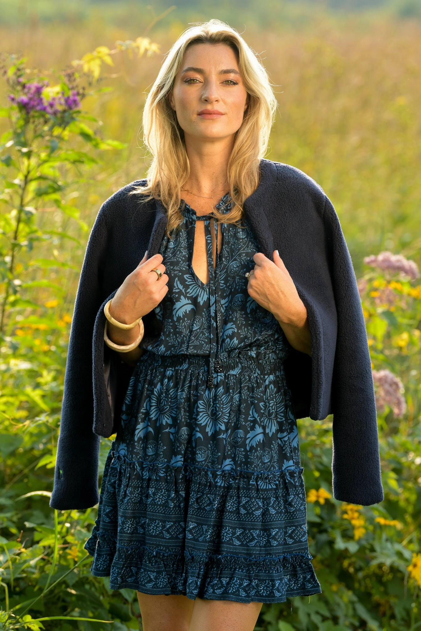 Soft Pleats Artistic Edge Ibiza Dress / Indigo Cabbage