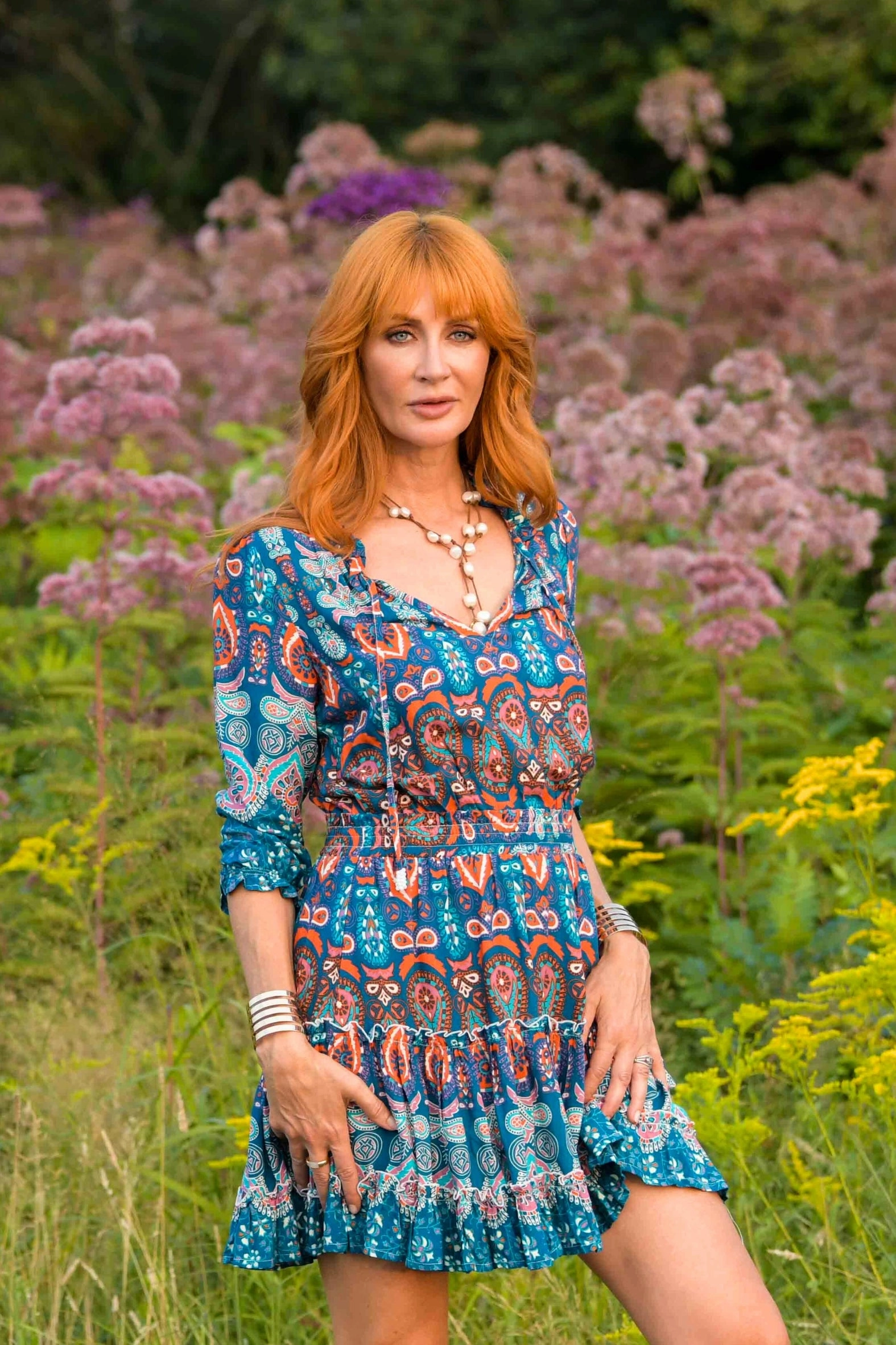 Ibiza Dress / Orange Teal Lightweight Fabric