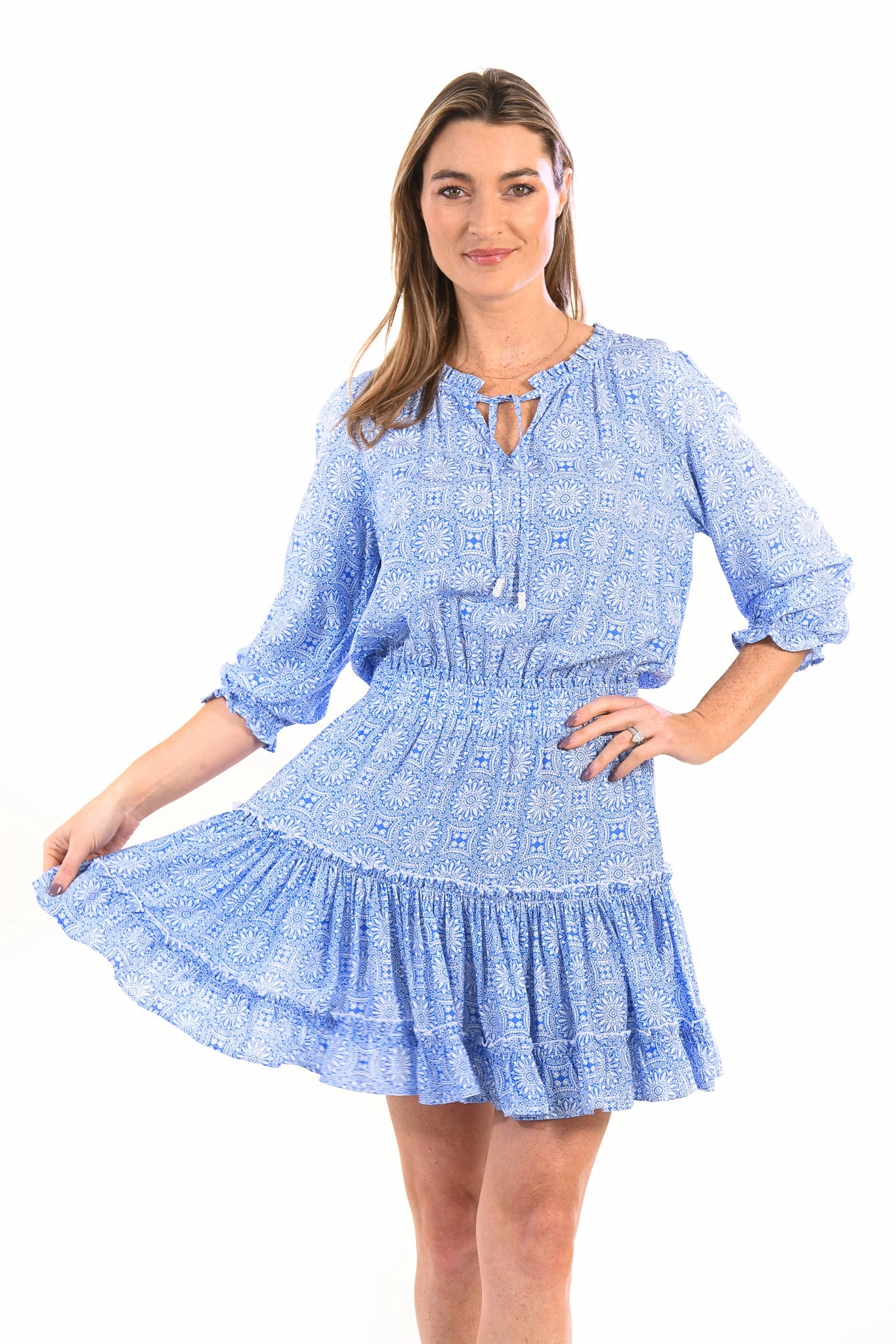 Sleek And Stylish Ibiza Dress / Periwinkle Medallion