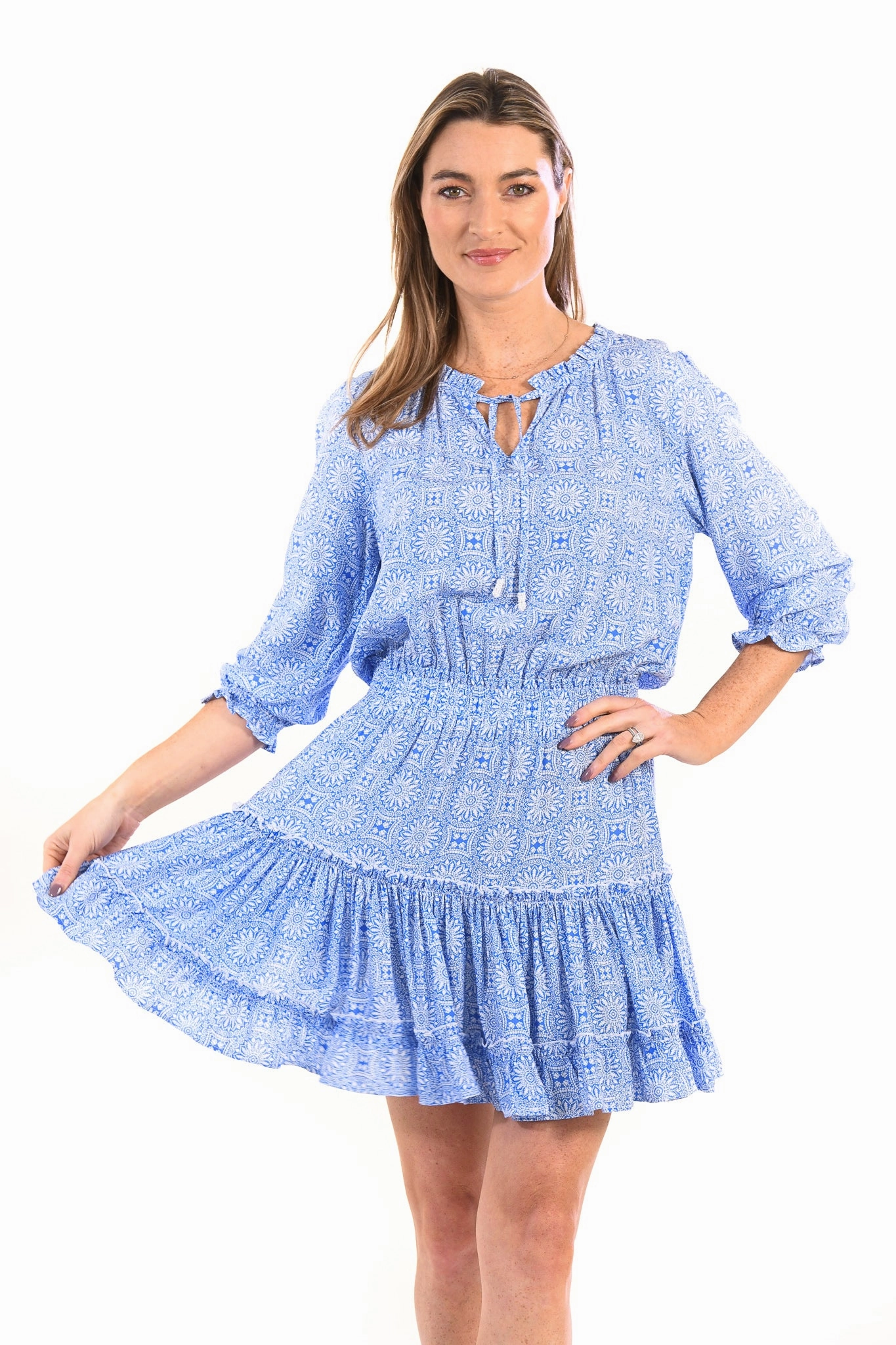 Style Upgrade Professional Comfort Ibiza Dress / Periwinkle Medallion