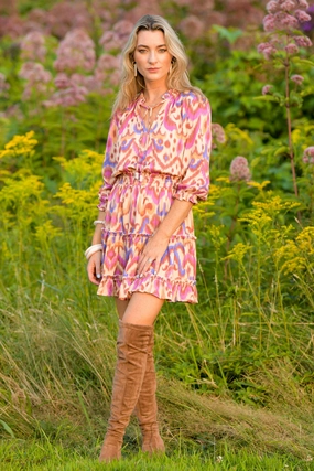 Ibiza Dress / Purple Brown Ikat Walk Easy Neutral Flow