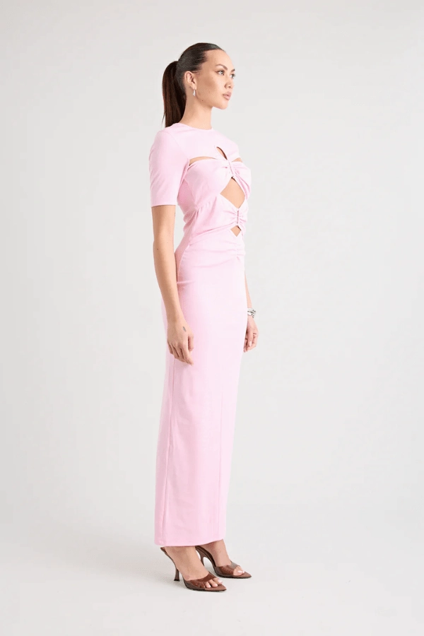 Florence Dress Pink Soft Drape Bodycon-Fit
