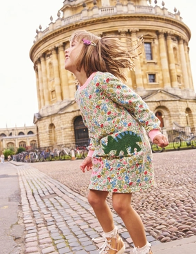 elegant design Ida Sweatshirt Appliqu Dress-Multi Meadow Floral Dinosaurs