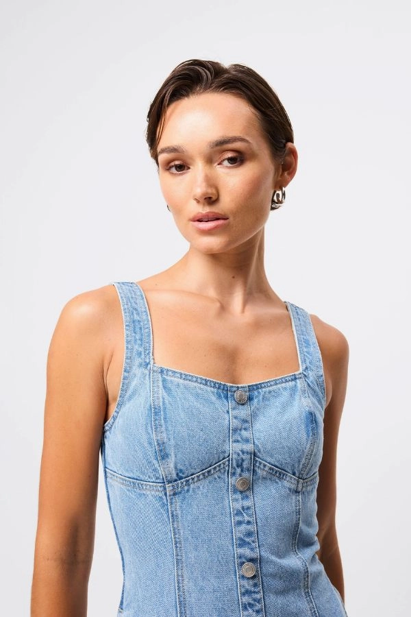 In A Daze Midi Dress Vintage Blue Tulle Flow