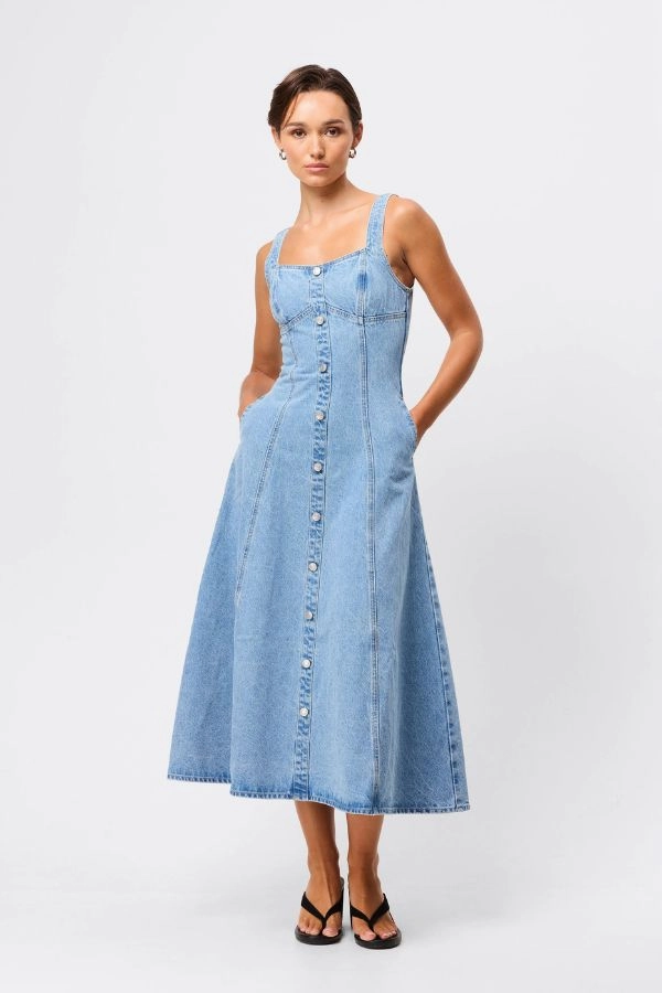 City-Style Light Fabrication In A Daze Midi Dress Vintage Blue