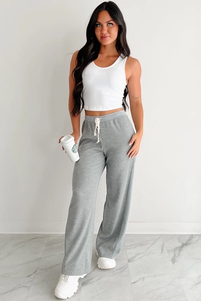 In The Daylight Contrast Tie Waffle Knit Pants (Heather Gray) Multipurpose Design