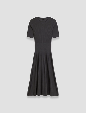 Merino Rib Dress ruffle trim Soft-Lining