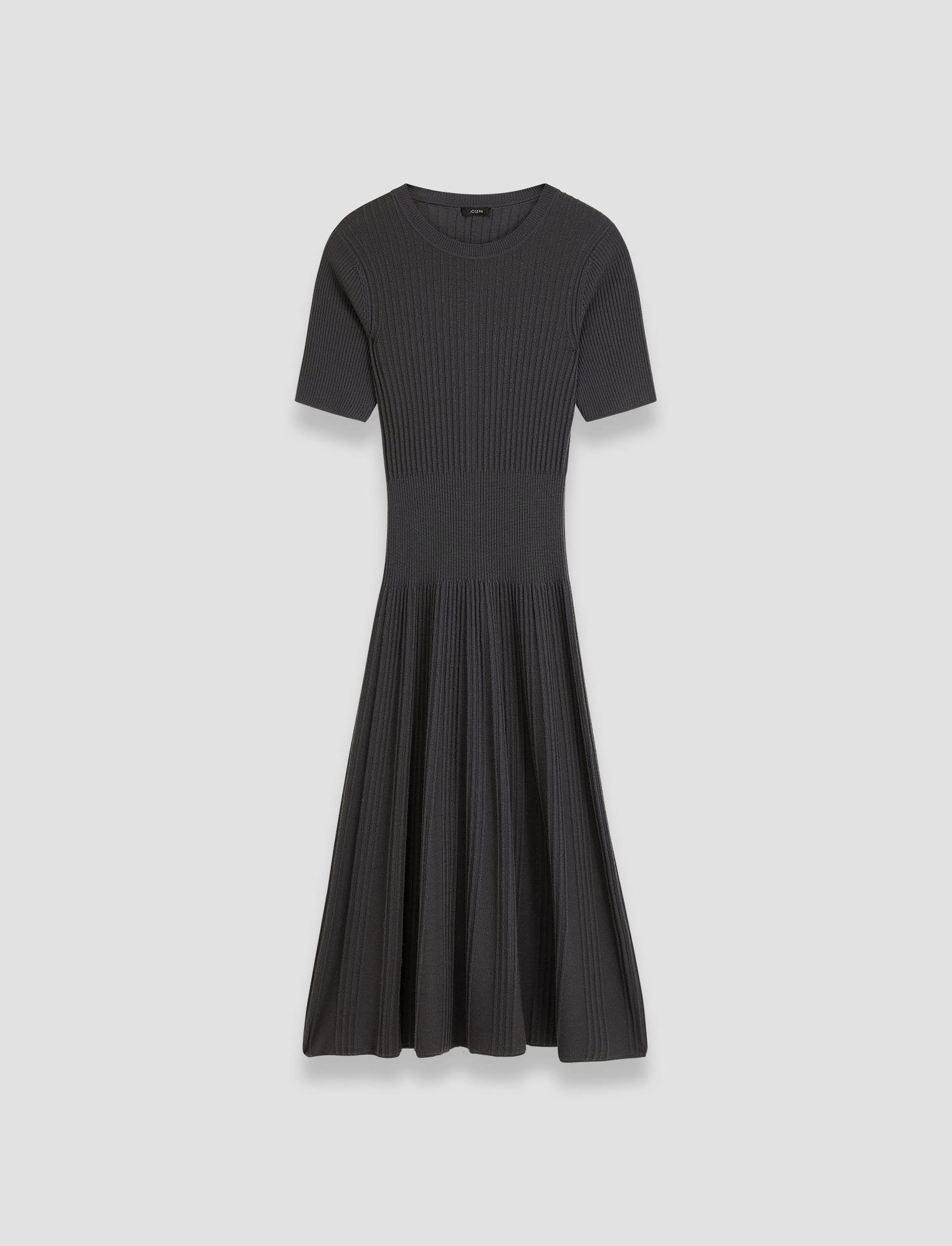 Merino Rib Dress ruffle trim Soft-Lining