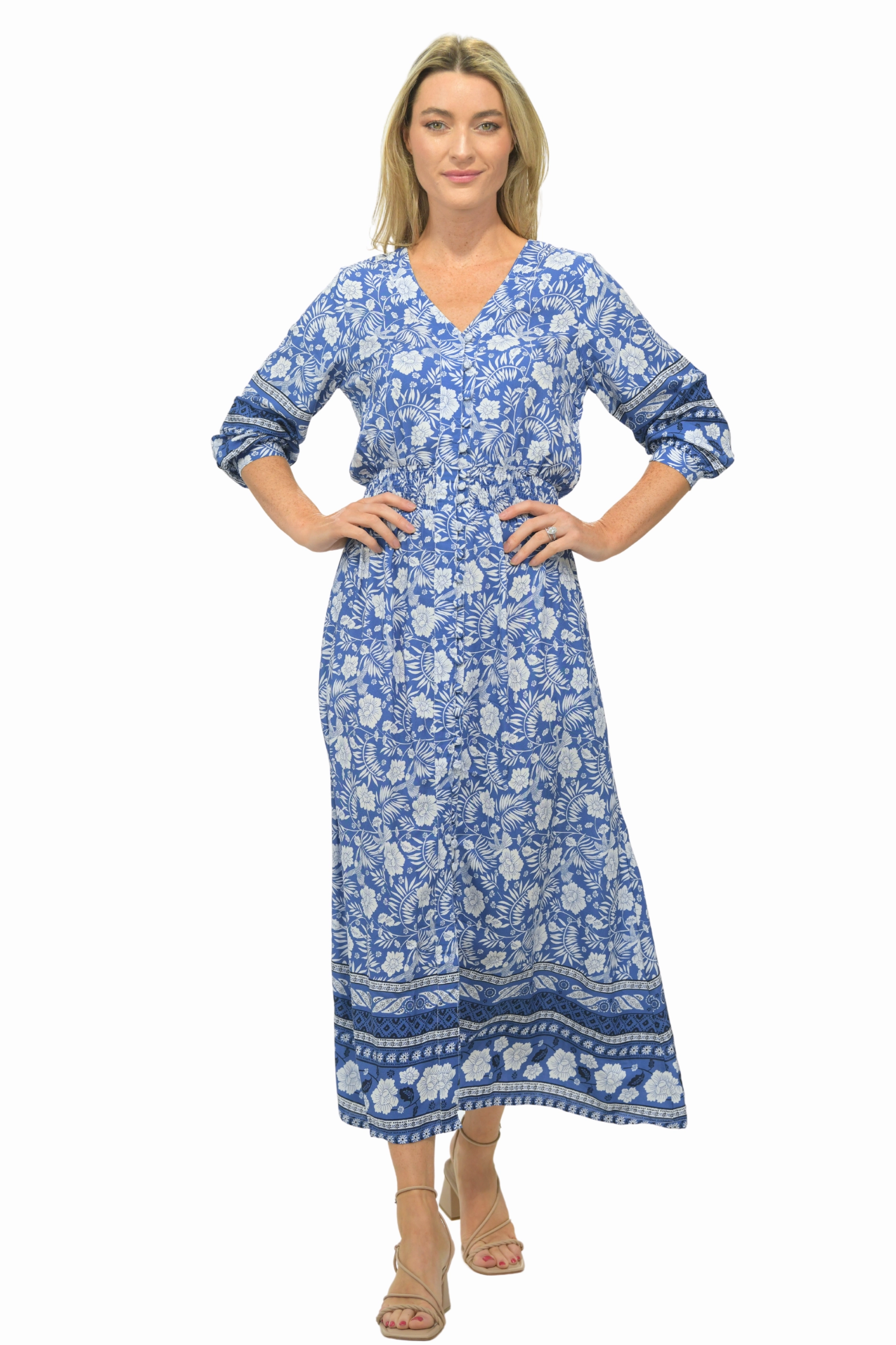 Refined Mood Kelsey Dress / Indigo Tropical