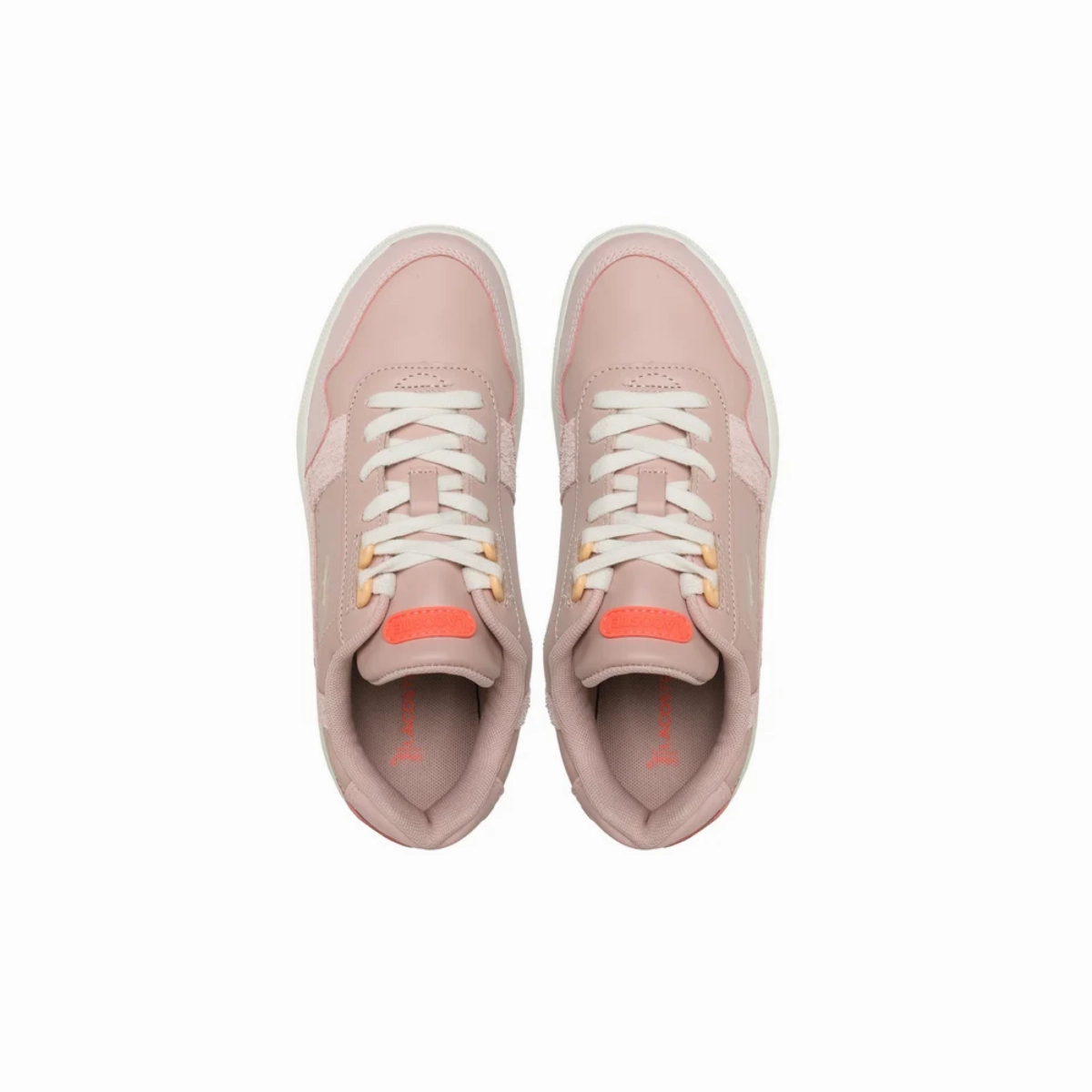 LACOSTE 7-45SFA0067AMY T-CLIP 123 WMN'S (Medium) Light Pink/Light Yellow Leather & Synthetic Lifestyle Shoes Street Ball Feather Light Cold Weather
