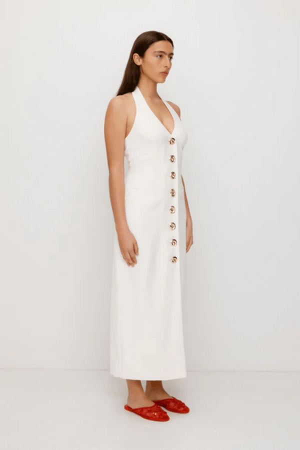 Irida Maxi Dress Ivory Calm Flow Subtle-Print