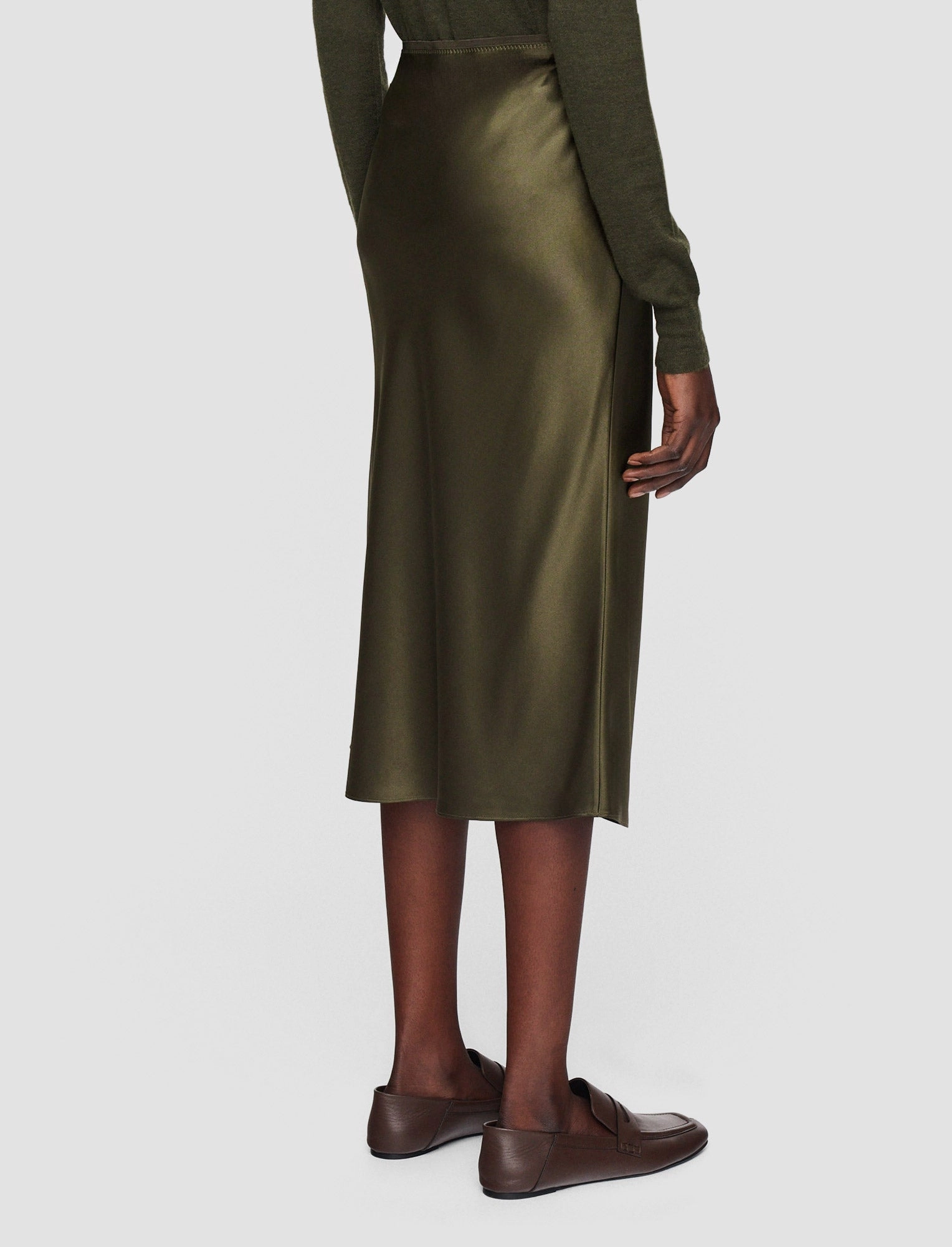 Flexible Waistband Slim Fit Band Isaak Silk Satin Skirt