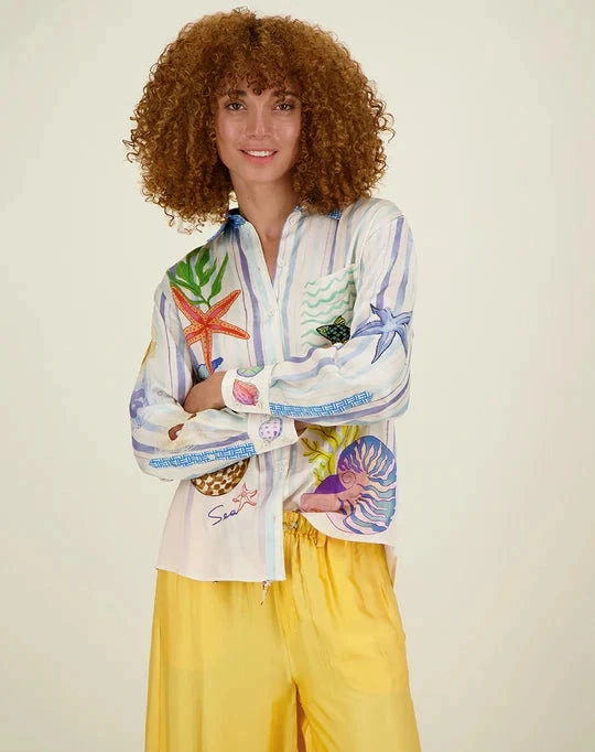 Isabel Printed Shirt Magic Ocean FadeResistant Stretchable Waistband