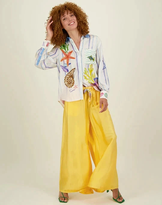 Isabel Printed Shirt Magic Ocean NonIrritating Stitching Thermal Regulation System