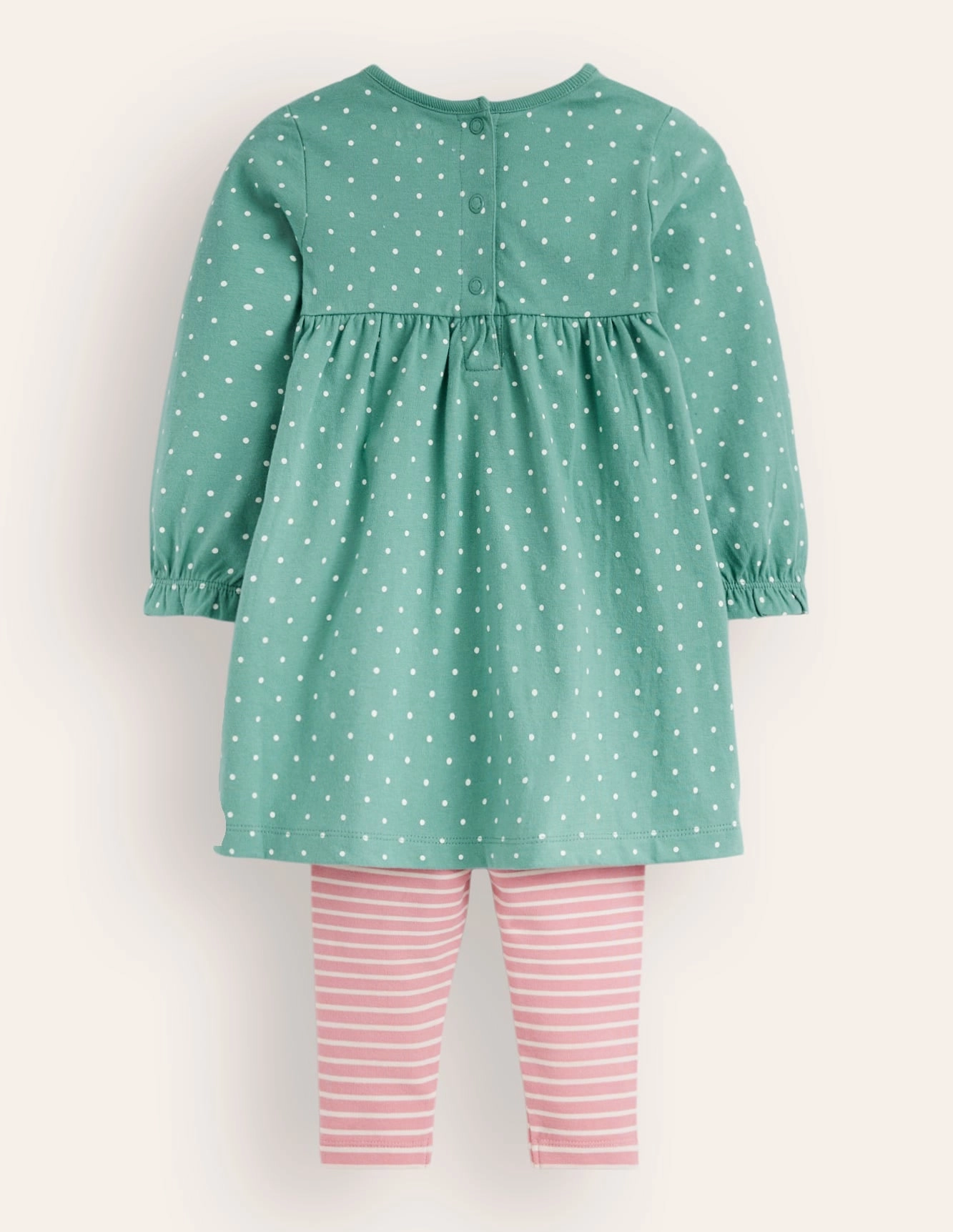 Music Yoga Jersey Dress and Legging Set-Eucalyptus Pin Spot / Blush