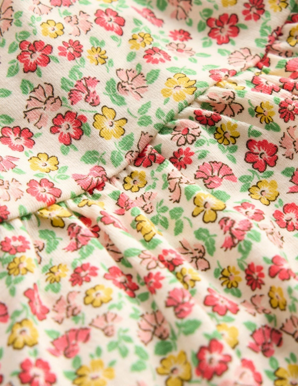 Clean Base Modern Form Jersey Frill Sleeve Dress-Multi Summer Flowerbed