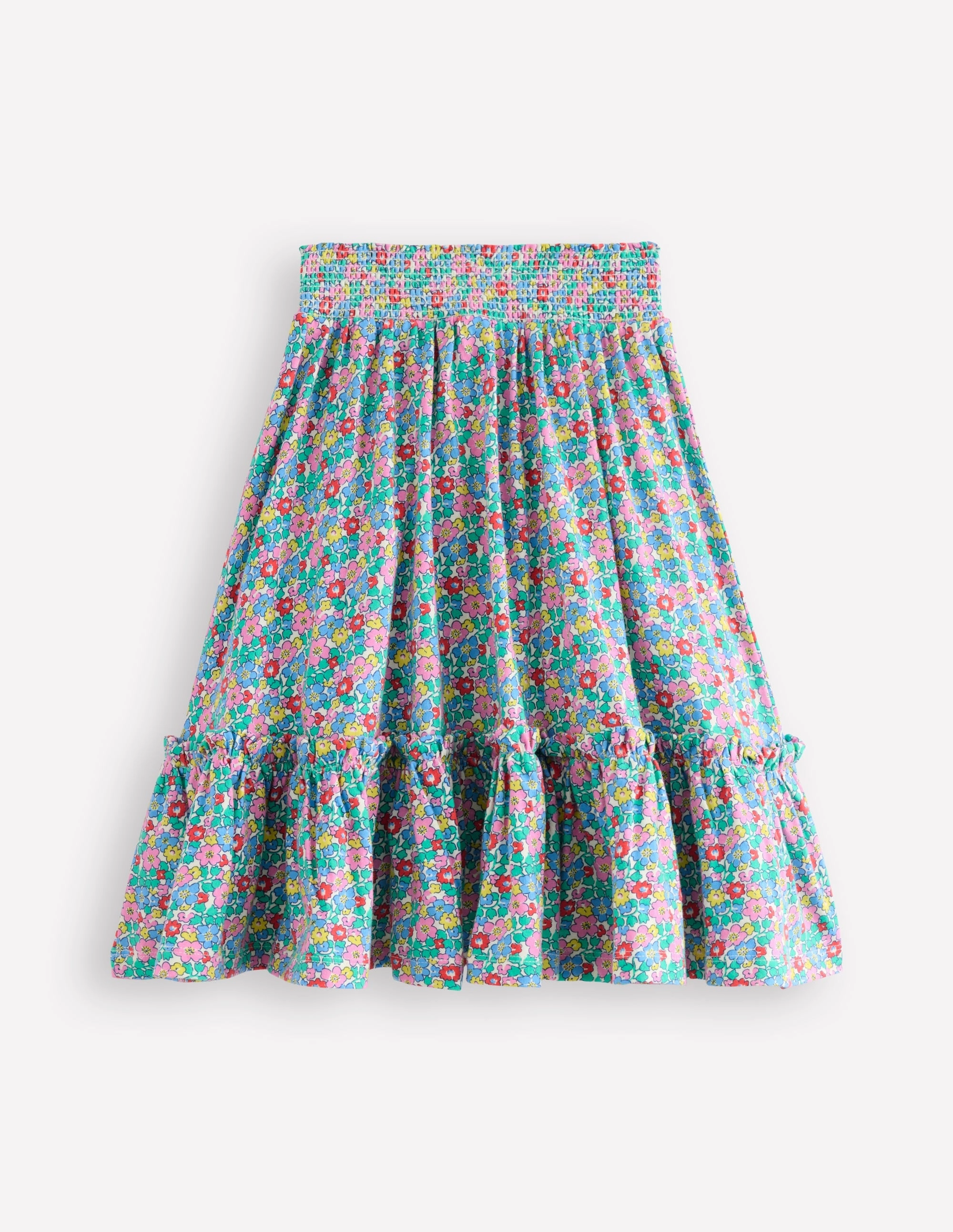 Jersey Midi Skirt-Multi Flowerbed flowy silhouette