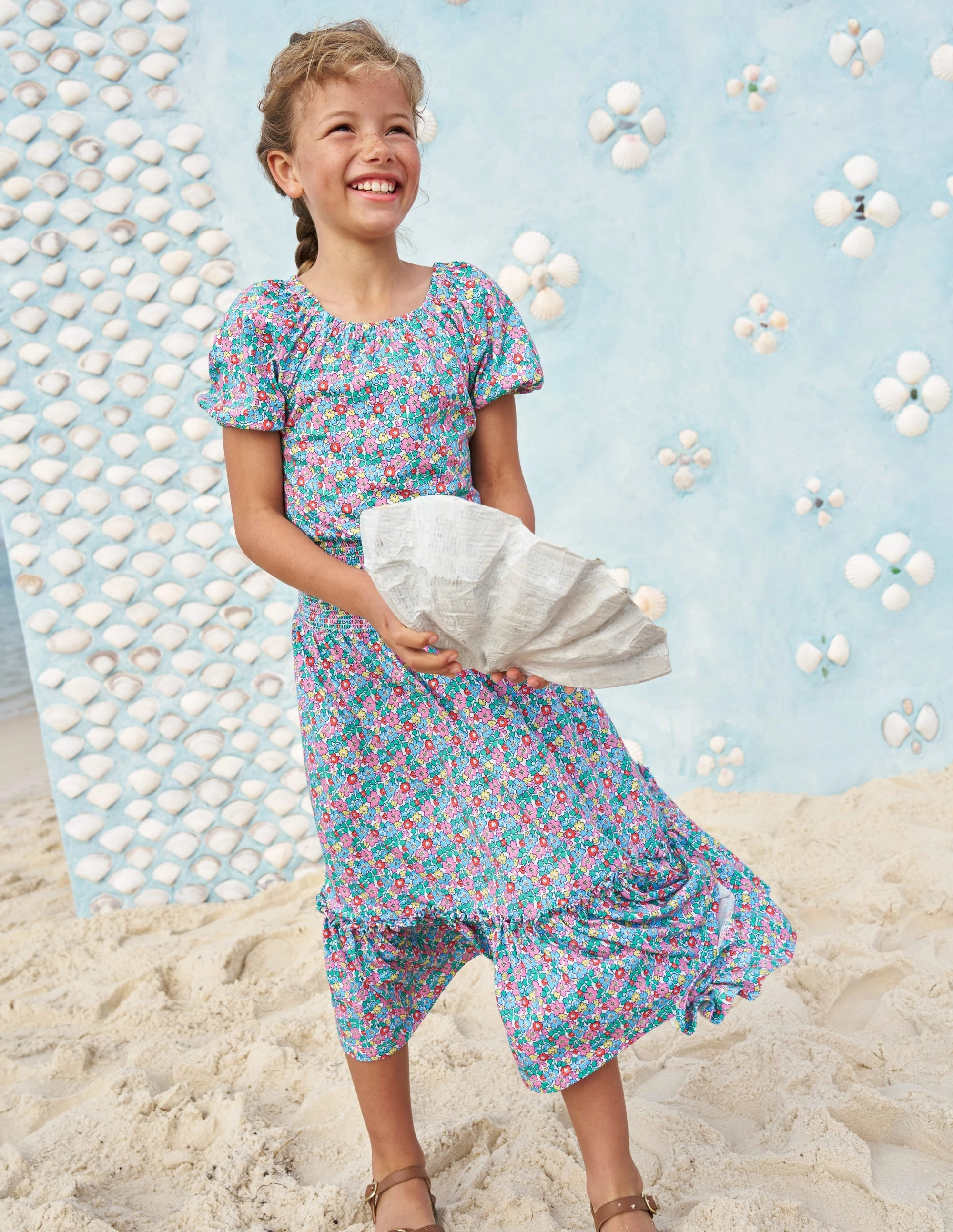 Jersey Midi Skirt-Multi Flowerbed perforated design