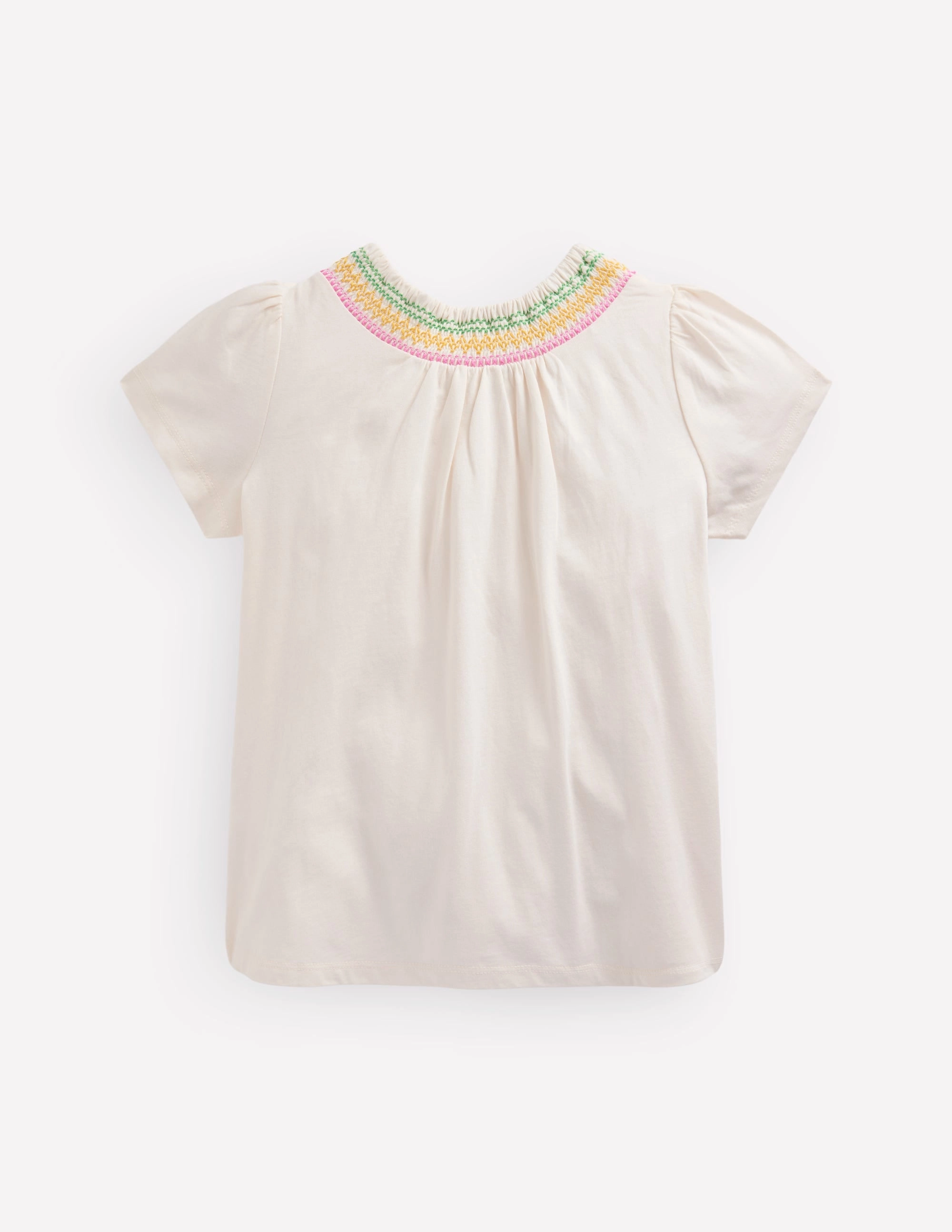 FlexibleKnit Biodegradable Fiber Jersey Smocked Top-Soft Ivory