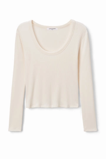 JOSIE 2X1 SWEATER RIB LS UNECK Layered Collar System Pocket Reinforcement