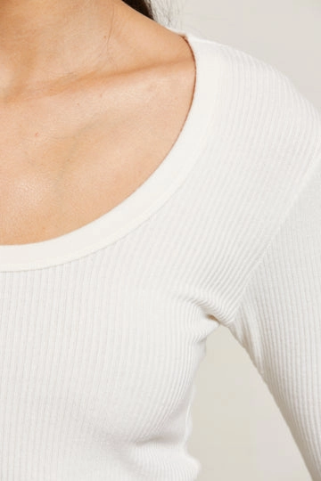 JOSIE 2X1 SWEATER RIB LS UNECK Soft Hoodie summer top