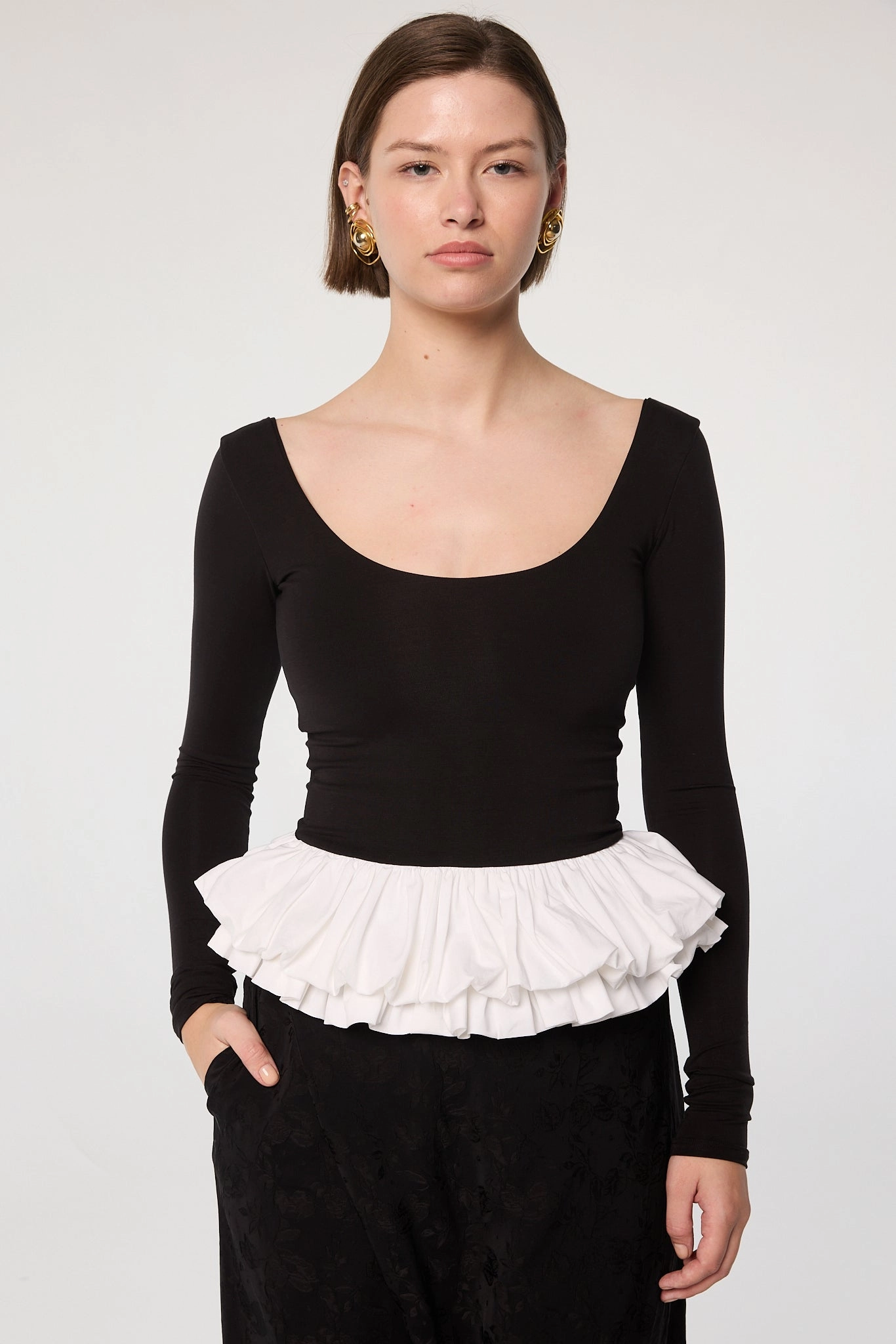 JUBIN TOP AdjustableCuffs Natural Fiber Blend